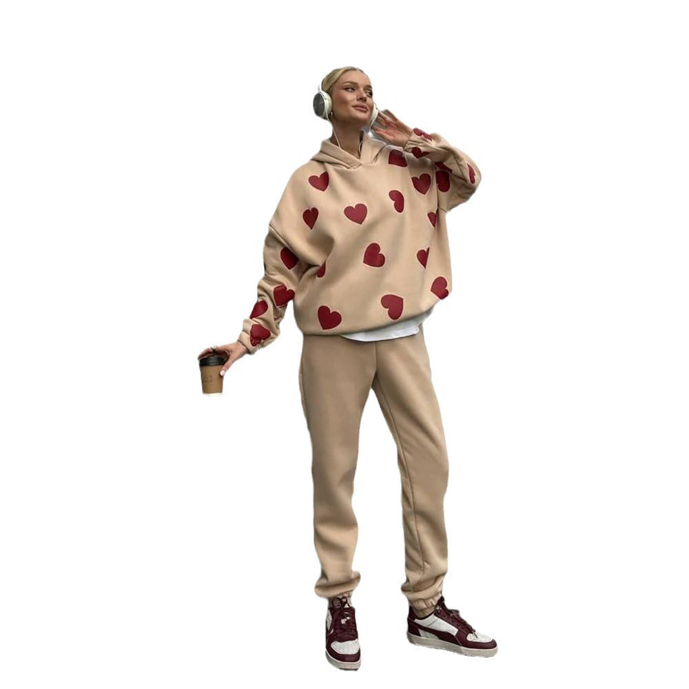 Damen Hoodie mit Herzmotiven und bequemen Schnitt Stalluxe