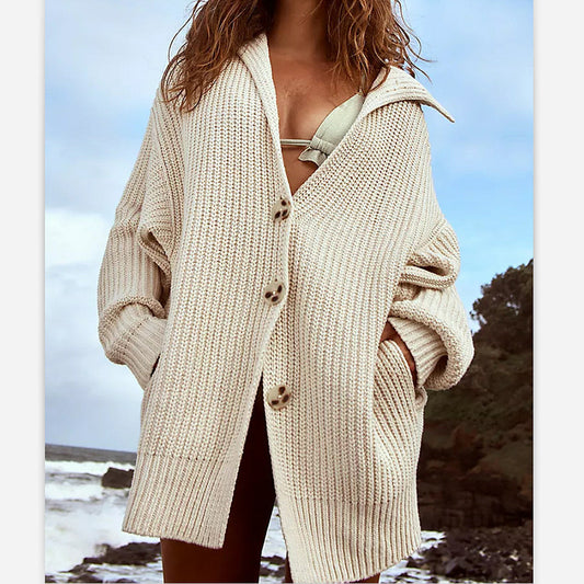 Damen Grobstrickjacke mit weiten Ärmeln und Kapuze Stalluxe