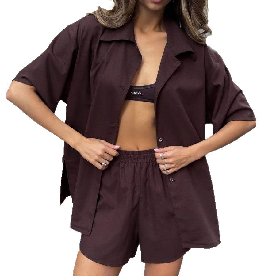 Damen lässiges Loungewear-Set mit leichtem Kimono-Oberteil und weichen Shorts Stalluxe