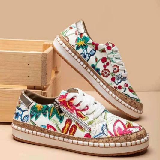 Damen modische Sneaker mit floralem Design und praktischem Reißverschluss Stalluxe