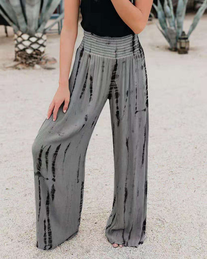 Damen Weit geschnittene Palazzo-Hose mit elastischem Bund und modischem Print Stalluxe
