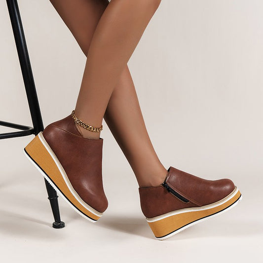 Damen Modische Wedge-Stiefeletten mit praktischem Reißverschluss Stalluxe