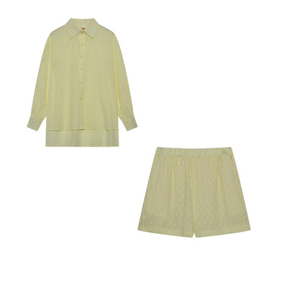 Damen lässiges Set mit atmungsaktiver Hemdbluse und komfortablen Shorts Stalluxe