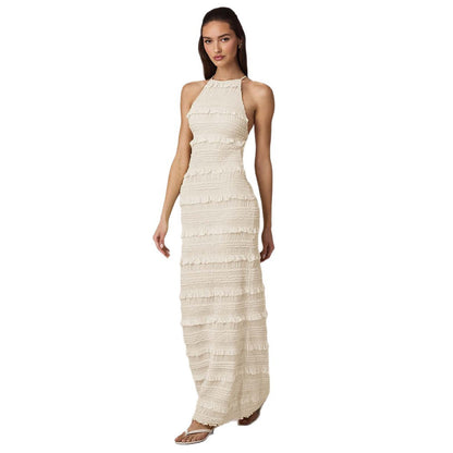 Damen Maxi-Kleid mit Rüschendetails und elegantem Schnitt Stalluxe