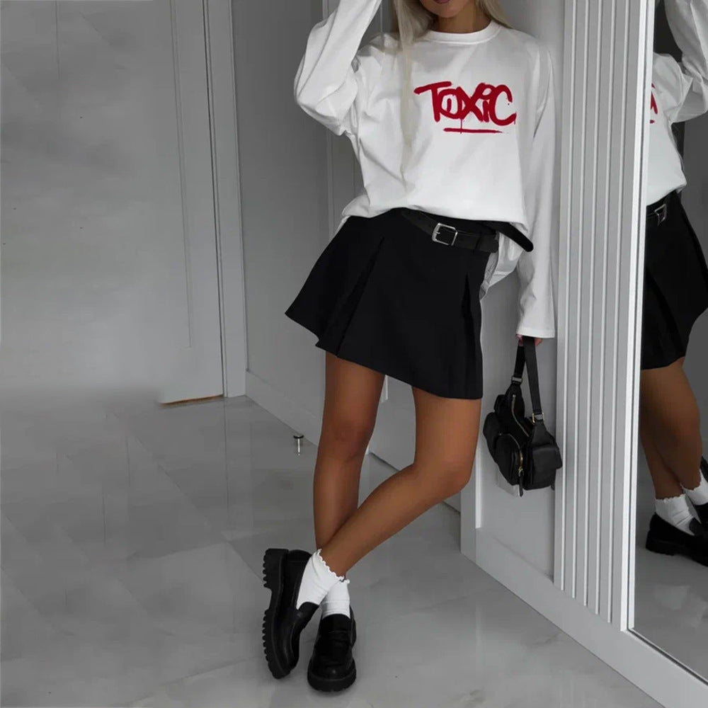 Damen Oversized Langarmshirt mit auffälligem Schriftzug Stalluxe