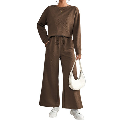Damen Lässiges Lounge-Set mit weitem Schnitt und bindbarem Taillengürtel Stalluxe