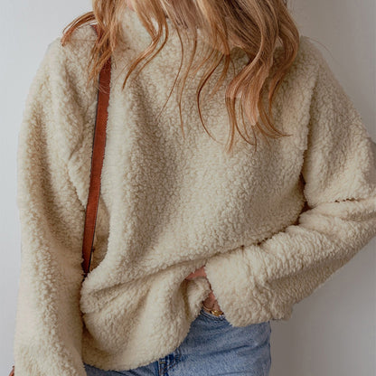 Damen Kuscheliger Fleece-Pullover mit hohem Kragen und weitem Schnitt Stalluxe