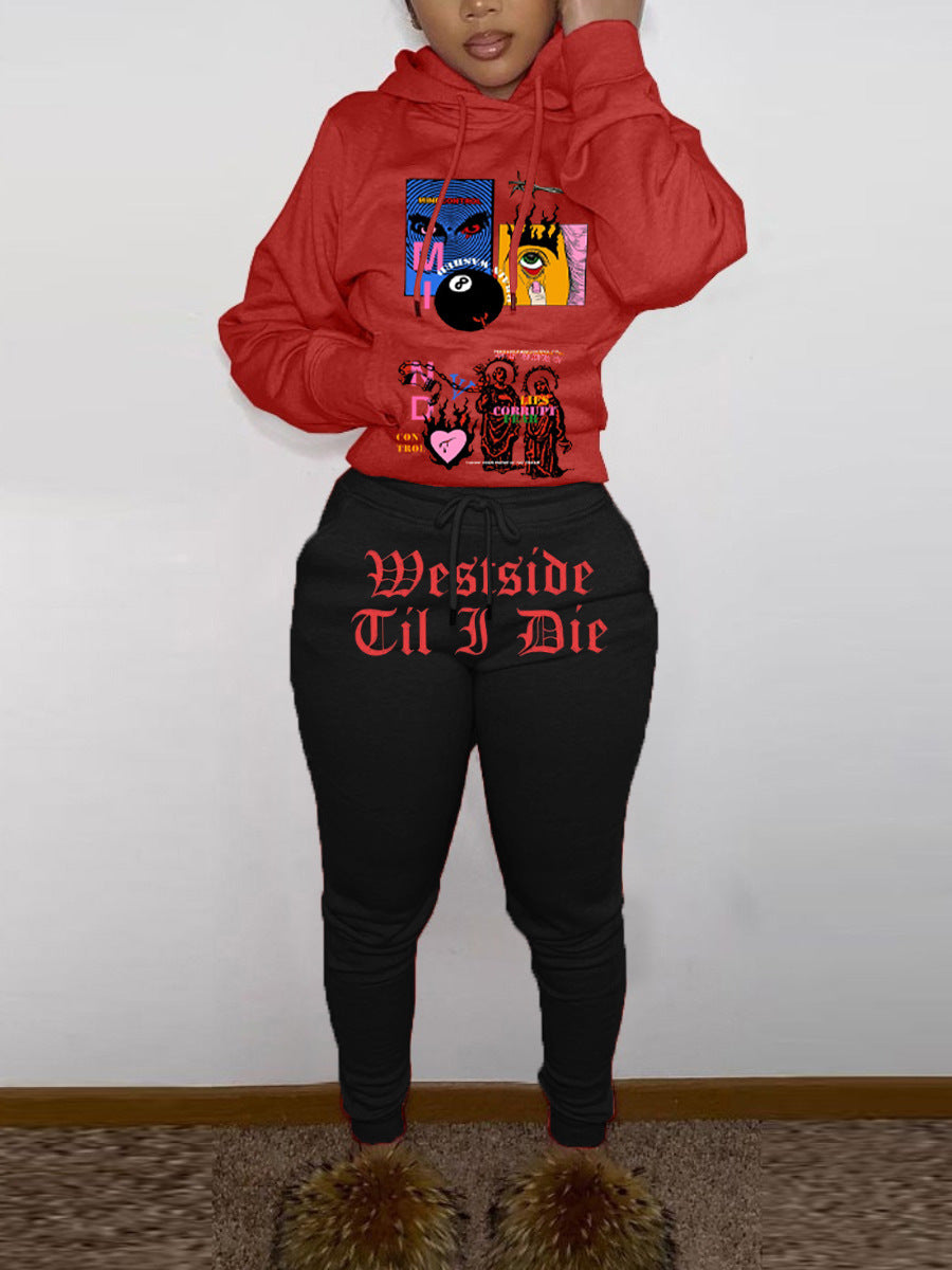 Damen Hoodie und Jogginghose Set mit einzigartigem Grafikinspiration Stalluxe