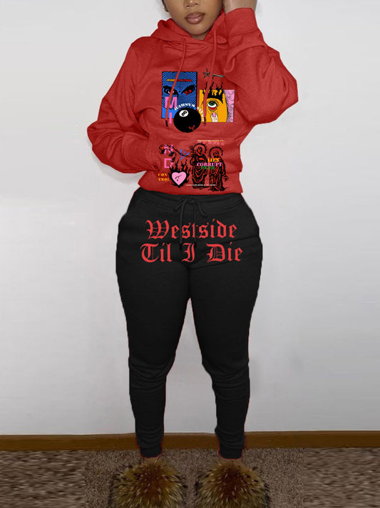 Damen Hoodie und Jogginghose Set mit einzigartigem Grafikinspiration Stalluxe