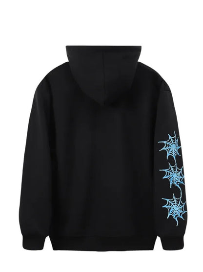 Damen Kapuzenpullover mit kreativem Spinnennetz-Design und modischem Schriftzug Stalluxe