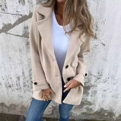 Damen warmer strukturiertes Fleece-Mantel mit doppelter Knopfreihe Stalluxe