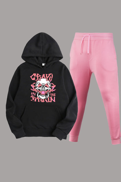 Damen sportliches Hoodie mit kreativen Grafiken und lässigen Jogginghosen Stalluxe