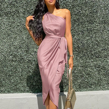 Damen Elegantes Wickelkleid mit asymmetrischem Schnitt und Taillengürtel Stalluxe