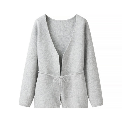 Damen komfortable Strickjacke mit Taillierung und weitem V-Ausschnitt Stalluxe