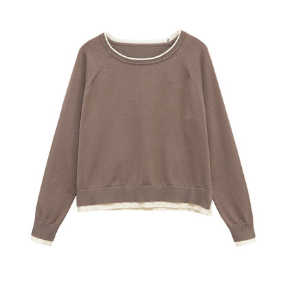 Damen modischer Sweatshirt mit doppellagigem Design Stalluxe Hellbraun