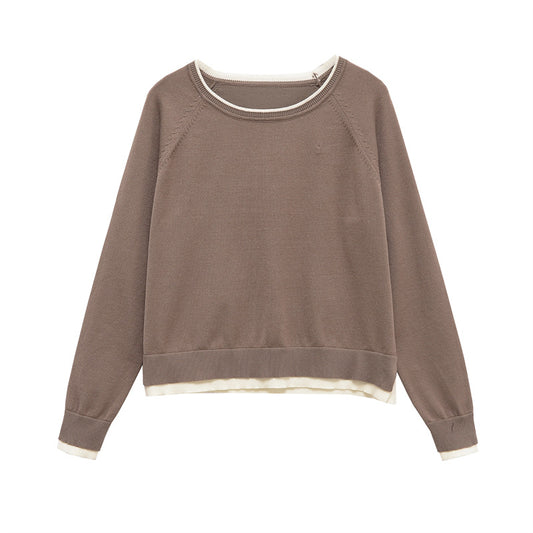 Damen modischer Sweatshirt mit doppellagigem Design Stalluxe Hellbraun