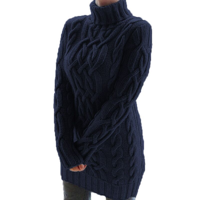 Damen Strickpullover mit hochgeschlossenem Kragen und ausgefallenem Zopfmuster Stalluxe
