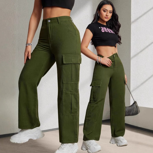Damen Cargo-Hosen mit hohem Bund und praktischen Taschen Stalluxe