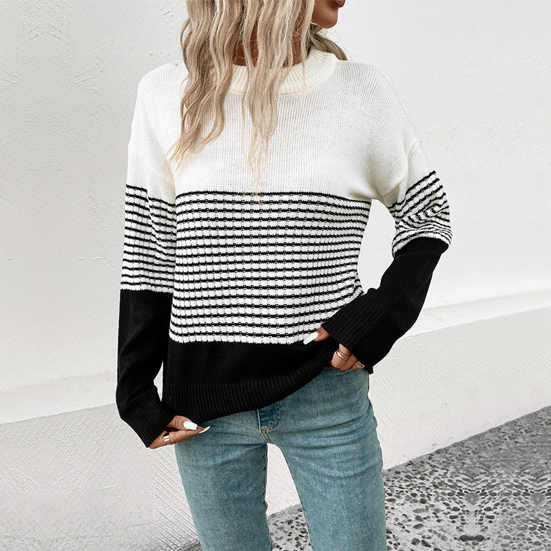 Damen Strickpullover mit modernen Blockstreifen Stalluxe