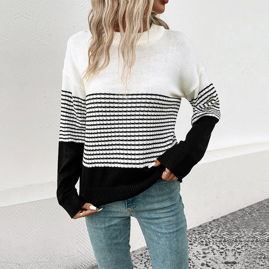 Damen Strickpullover mit modernen Blockstreifen Stalluxe
