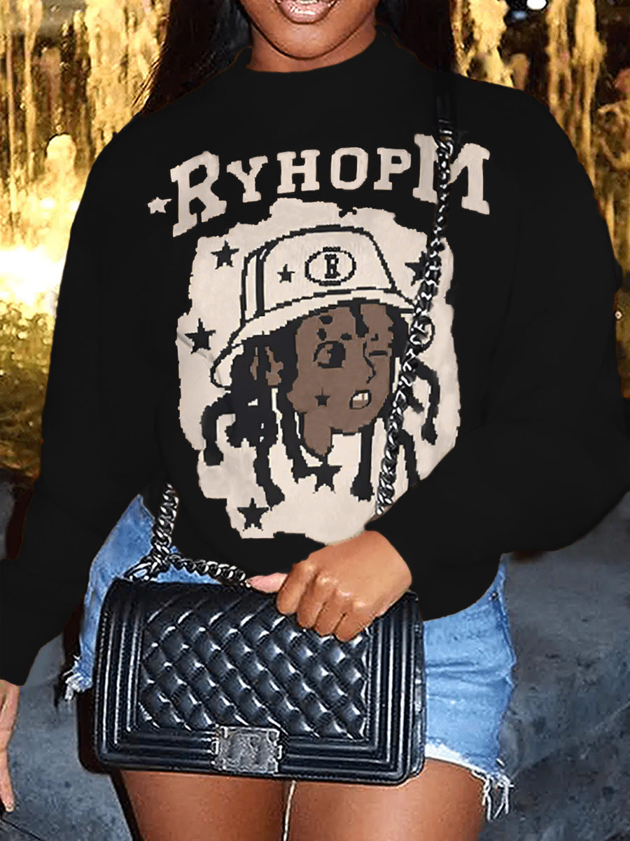 Damen Oversized Sweater mit künstlerischem Grafikdruck Stalluxe