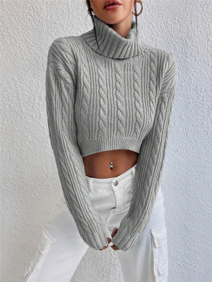 Damen Grobstrick Pullover mit hohem Kragen Stalluxe