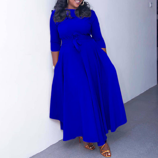 Damen Maxikleid mit Taillengürtel Stalluxe