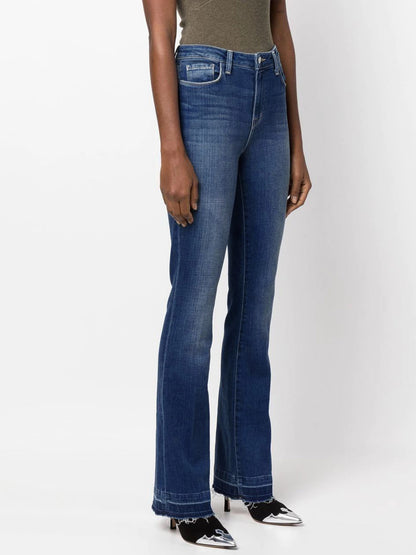 Damen Bootcut Jeans mit angesagten unregelmäßigen Fransen Stalluxe