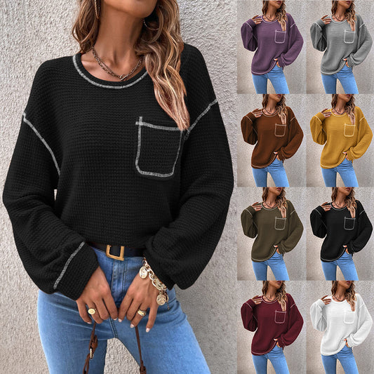 Damen lässiger Pullover mit modischen Puffärmeln Stalluxe