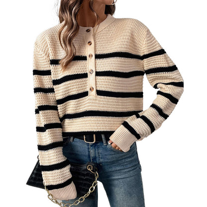 Damen Strickpullover mit Knopfleiste Stalluxe