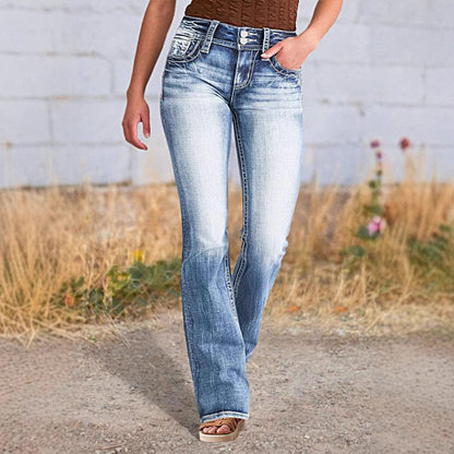 Damen Bootcut Jeans mit auffälligen Rückentaschen Stalluxe