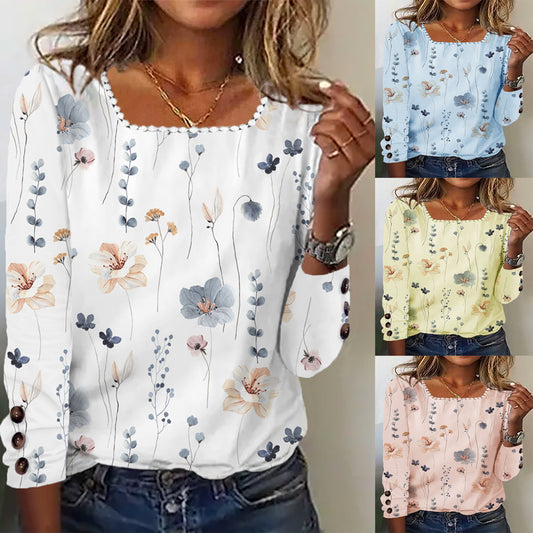 Damen Bluse mit floralem Druck und dekorativen Knopfdetails Stalluxe