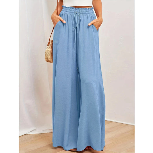 Damen Weit geschnittene Sommerhose mit elastischem Bund und praktischen Taschen Stalluxe