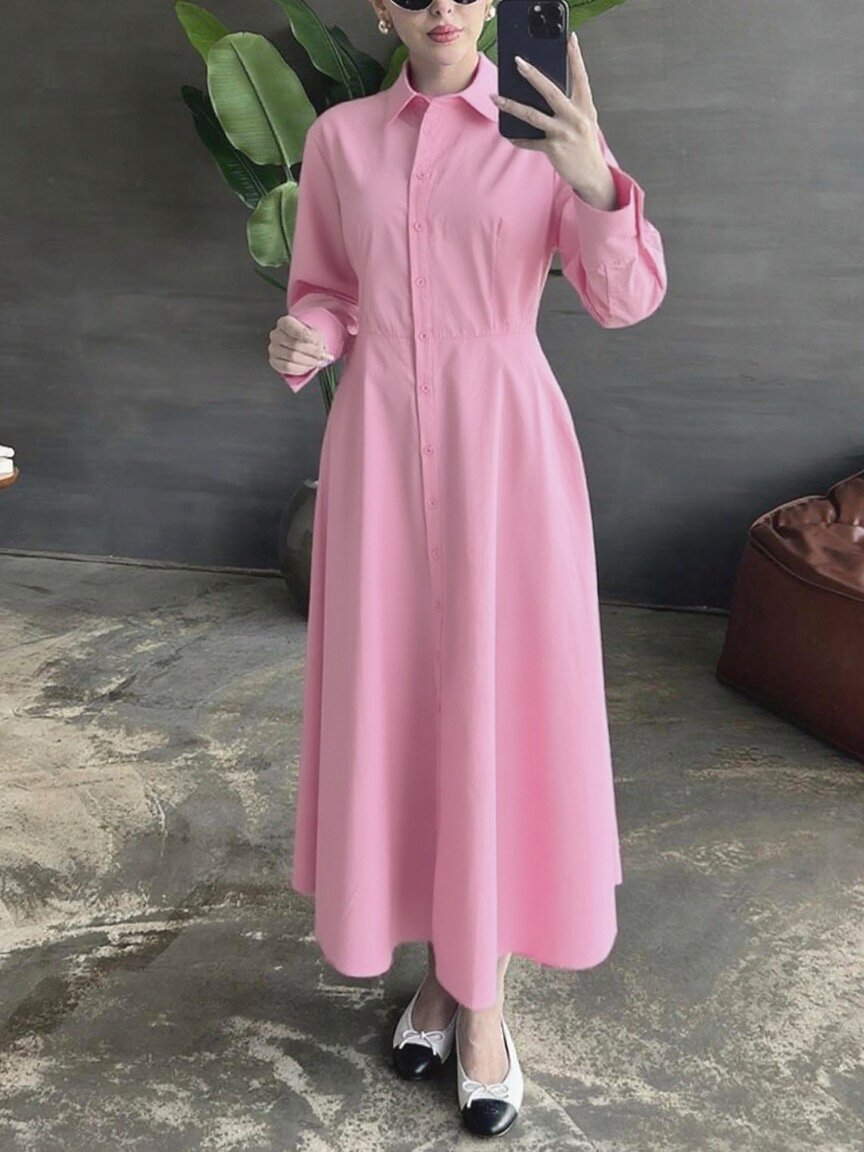 Damen Hemdkleid mit eleganter Knopfleiste und taillierter Figur Stalluxe