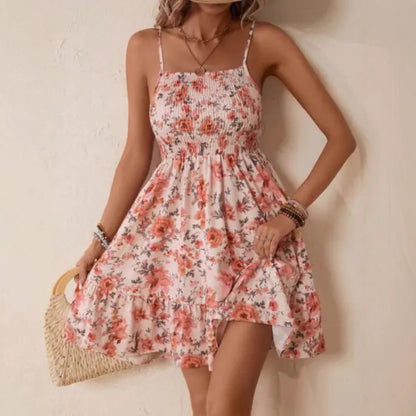Damen luftiges Sommerkleid mit Rüschen und floralem Design Stalluxe
