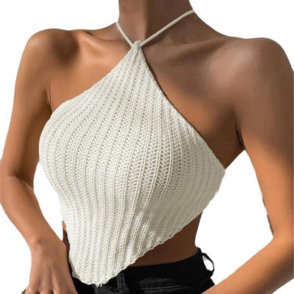Damen gehäkeltes Crop-Top mit asymmetrischem Design Stalluxe