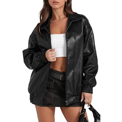 Damen lässige Oversized-Jacke mit elastischen Bündchen und modernem Schnitt Stalluxe