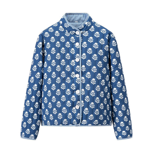 Damen Steppjacke mit floralen Mustern und elegantem Kragen Stalluxe