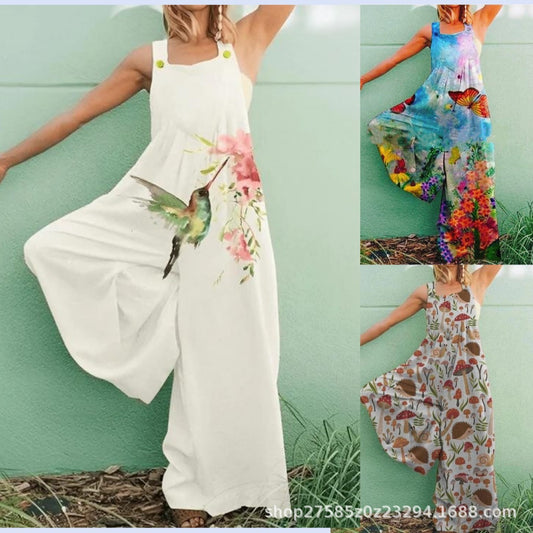 Damen Overall aus atmungsaktivem Baumwollmix mit buntem Floral-Motiv Stalluxe