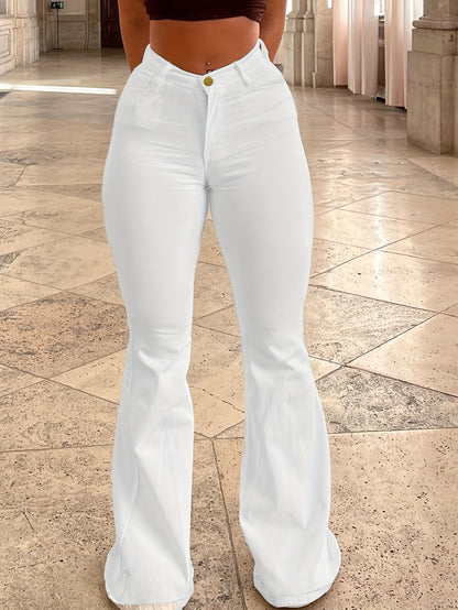 Damen Flared Jeans mit hohem Bund und figurformendem Schnitt Stalluxe