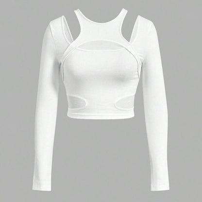 Damen Trendiges Cut-Out Langarmoberteil Stalluxe