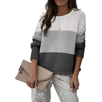 Damen modischer Strickpullover mit modernem Farbblock-Design Stalluxe