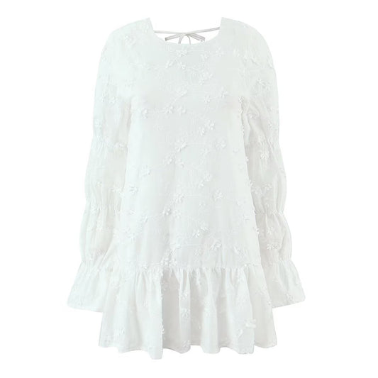 Damen luftiges Sommerkleid mit floralem Stickereidesign und voluminösen Ärmeln Stalluxe