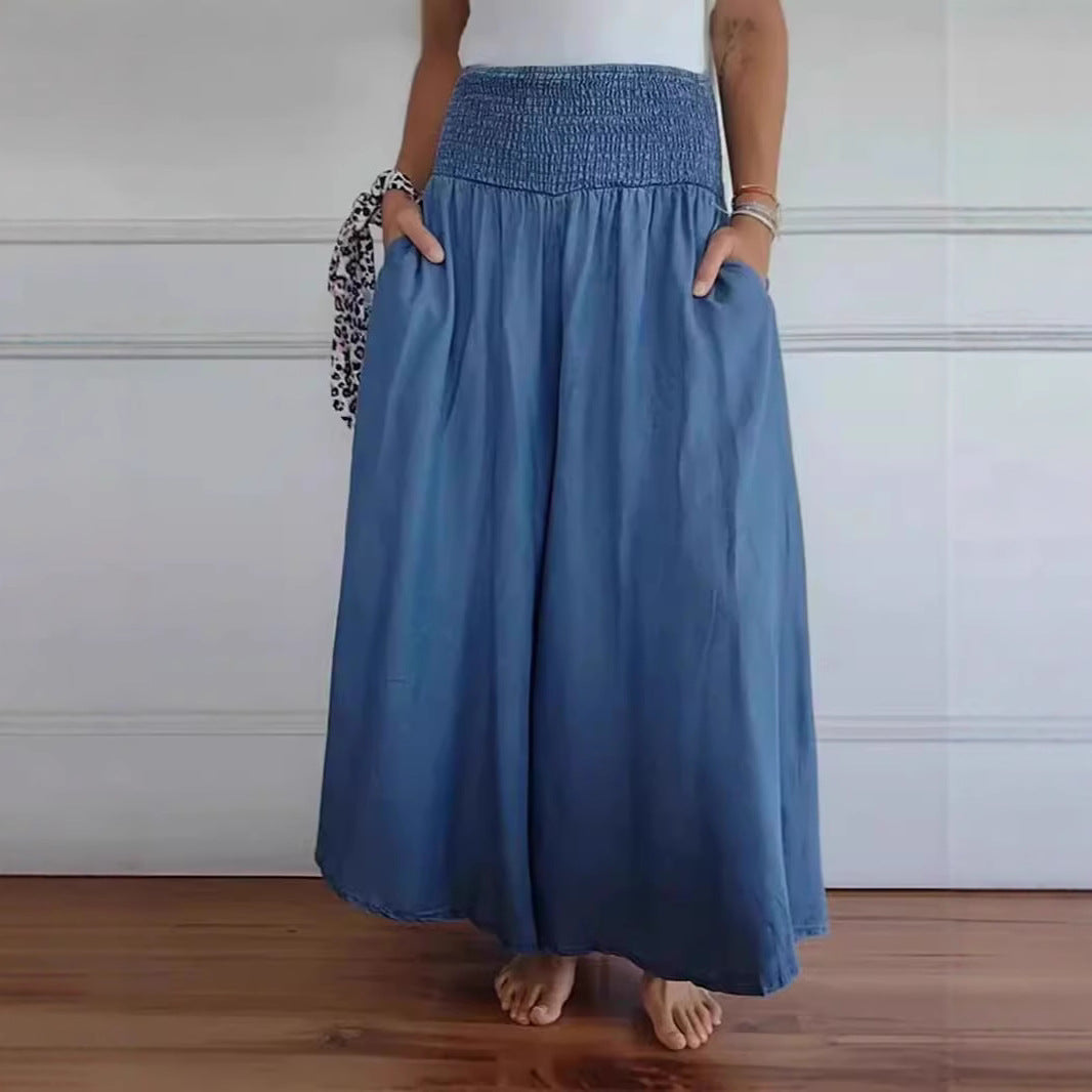 Damen weite Baumwollhose mit elastischem Bund und praktischen Taschen Stalluxe