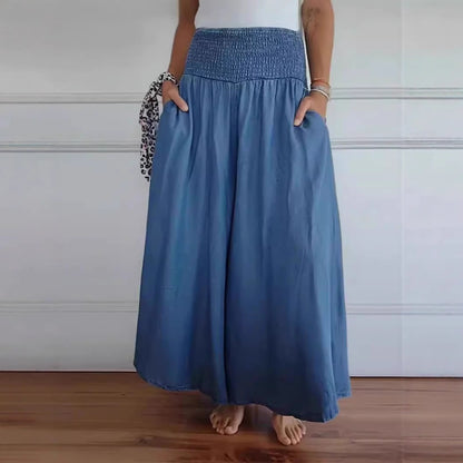 Damen weite Baumwollhose mit elastischem Bund und praktischen Taschen Stalluxe