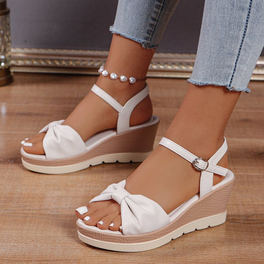 Damen Wedge-Sandalen mit elegantem Knoten und bequemem Fußbett Stalluxe