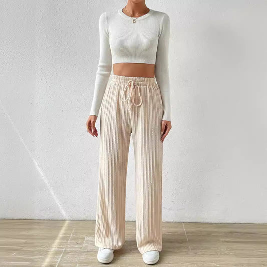 Damen Lässige Stretch-Hose mit elastischem Bund und praktischer Kordel Stalluxe