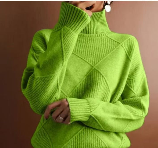 Damen kuscheliger Stehkragenpullover mit strukturiertem Strickmuster Stalluxe