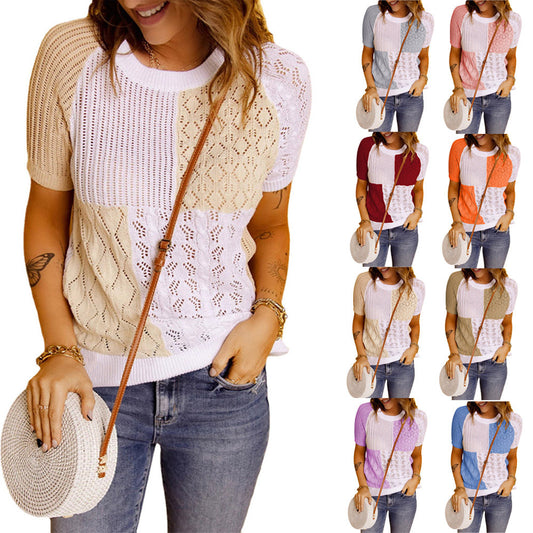 Damen Strukturiertes Farbkasten Stricktop Stalluxe