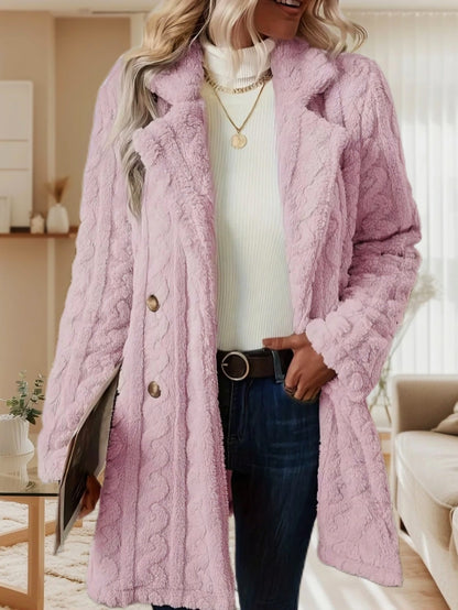 Damen Plüschmantel mit strukturiertem Design und großen Knöpfen Stalluxe